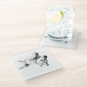 Entspannte Linien des Spaßes Glasuntersetzer (Schrägansicht)