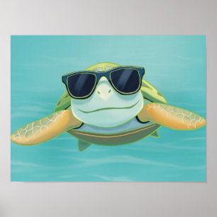 Entspannte Meeresschildkröte mit Sonnenbrille – Un Poster