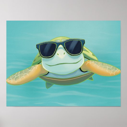 Entspannte Meeresschildkröte mit Sonnenbrille – Un Poster (Vorne)