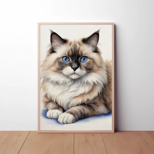 Entspannte Ragdoll Katze Illustration Gemütliches  Poster