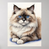 Entspannte Ragdoll Katze Illustration Gemütliches  Poster (Vorne)