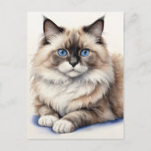 Entspannte Ragdoll Katze Illustration Gemütliches Postkarte (Vorderseite)