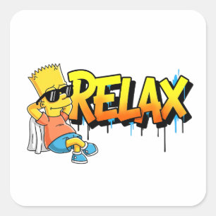 Entspannter Bart Relax Graffiti Urban Style Grafik Quadratischer Aufkleber