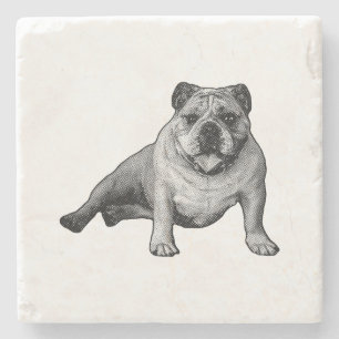 Entspannter Bulldogge mit Manga-Punkt-Appeal Steinuntersetzer