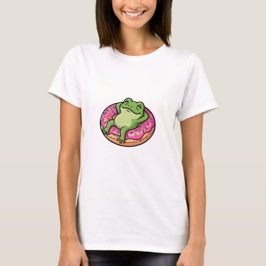 Entspannter Frosch-Donut T-Shirt (Vorderseite)