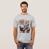 Entspannter Fuchs mit Kaffee - Gemütliche Buchlieb T-Shirt (Vorne ganz)