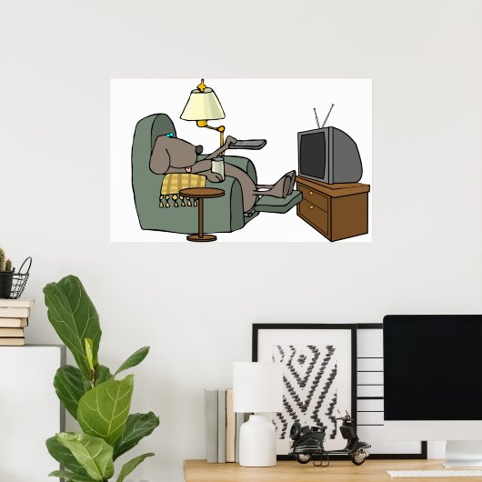 Entspannter Hund Fernsehen Poster (Heimbüro)