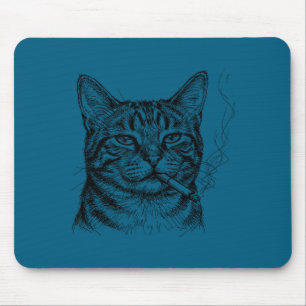 Entspannter Kater raucht Skizze Kunst Katzenliebha Mousepad