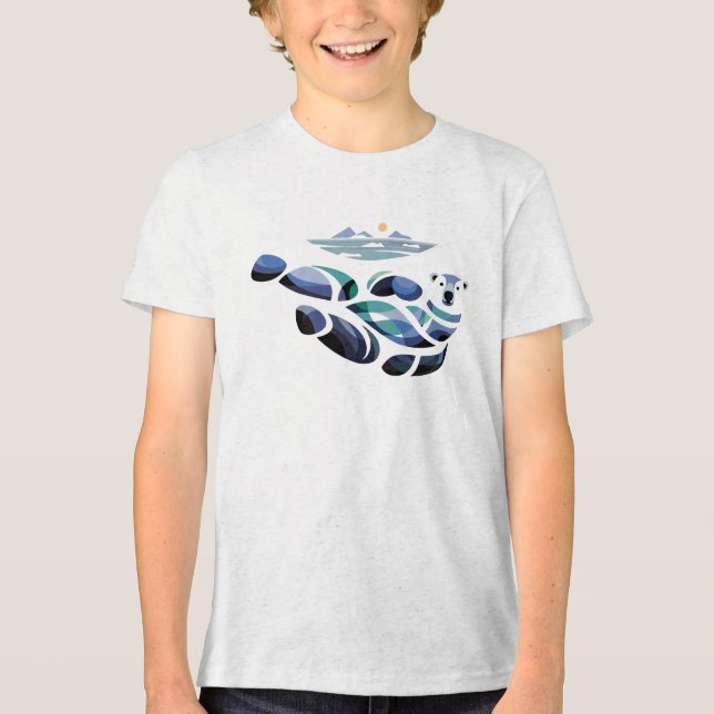 Entspannter Polar-Bär Tri-Blend Shirt (Vorderseite)
