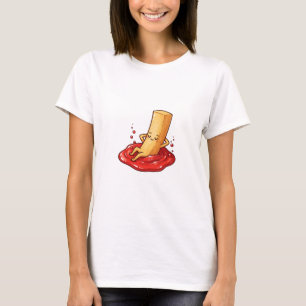 Entspannter Pommes-frites-Charakter, der sich in K T-Shirt