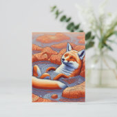 Entspannter Rotfuchs Postkarte (Stehend Vorderseite)