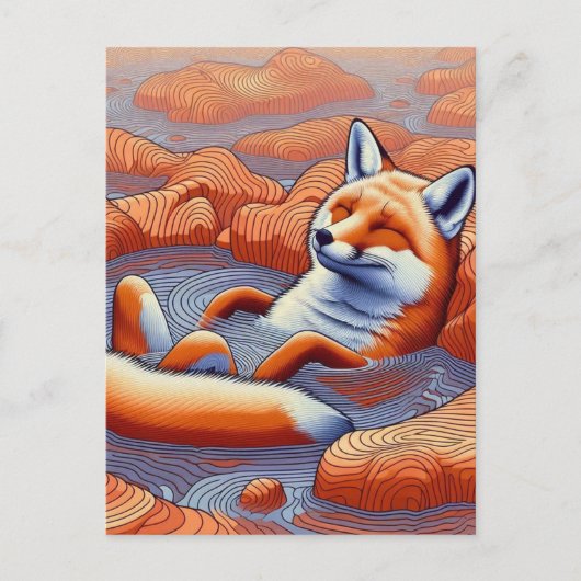 Entspannter Rotfuchs Postkarte (Vorderseite)
