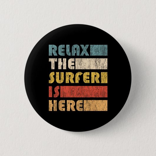 Entspannter Surfer, Vintage-Surfbrett Button (Vorderseite)