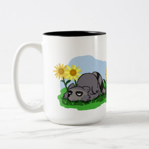 Entspannter Waschbär-Becher Zweifarbige Tasse