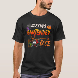 Entspanntes Barkeeper-Gesicht Halloween-Barkeeper- T-Shirt