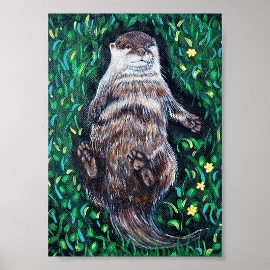 Entspanntes Flussotter-Gemälde Poster (Vorne)
