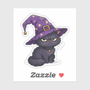 Entspanntes Hexengesicht Grumpy Schwarze Katze Hal Aufkleber