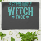Entspanntes Hexengesicht Halloween-Hexen-Design Geschirrtuch (Gefaltet)