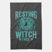 Entspanntes Hexengesicht Halloween-Hexen-Design Geschirrtuch (Vertikal)