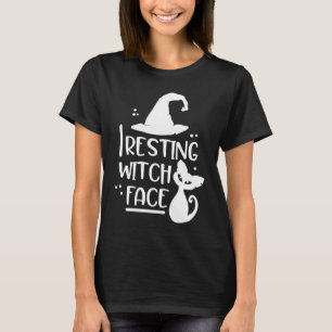 Entspanntes Hexengesicht Halloween-Hexenhut und Ka T-Shirt