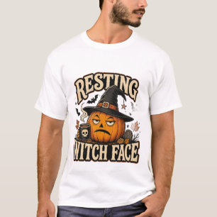 Entspanntes Hexengesicht-Kürbis-Halloween-T-Shirt T-Shirt