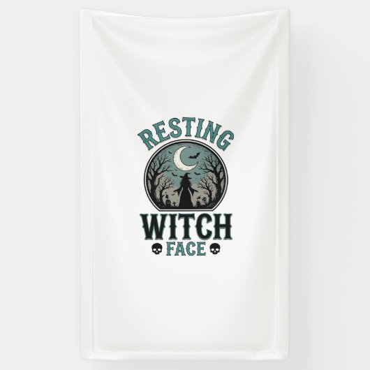 Entspanntes Hexengesicht Vintage Halloween-Design_ Banner (Vertikal)