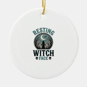 Entspanntes Hexengesicht Vintage Halloween-Design_ Keramik Ornament