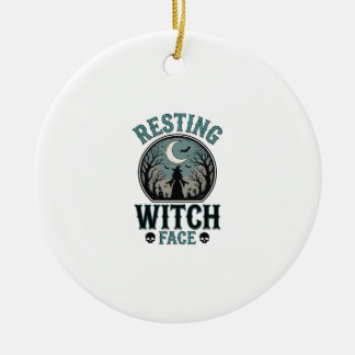 Entspanntes Hexengesicht Vintage Halloween-Design_ Keramik Ornament