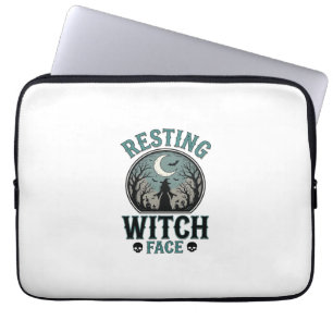 Entspanntes Hexengesicht Vintage Halloween-Design_ Laptopschutzhülle