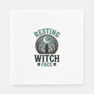 Entspanntes Hexengesicht Vintage Halloween-Design_ Serviette