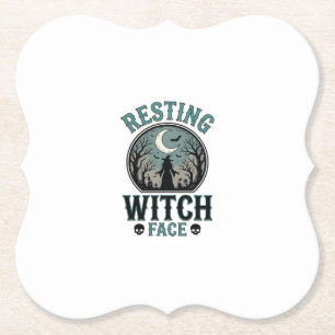 Entspanntes Hexengesicht Vintage Halloween-Design_ Untersetzer