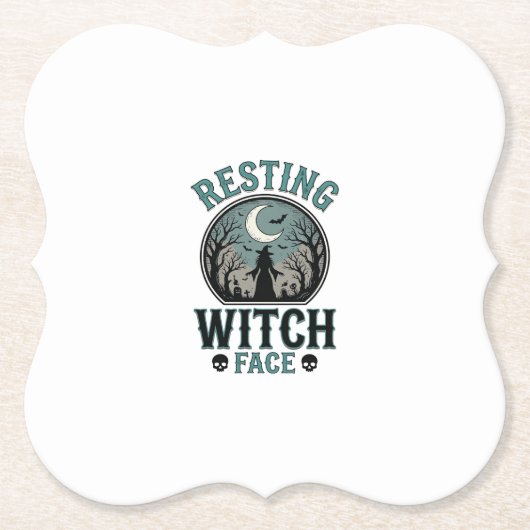 Entspanntes Hexengesicht Vintage Halloween-Design_ Untersetzer (Vorderseite)