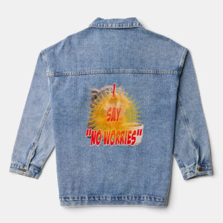Entspanntes Katze-‘Keine Sorgen’-Design Jeansjacke