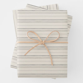 Entspanntes neutrales malerisches Streifenmuster Geschenkpapier Set