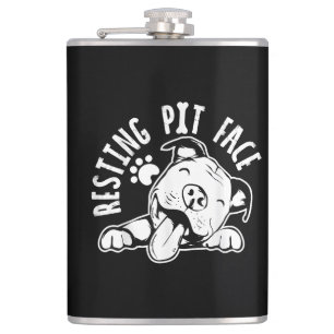 Entspanntes Pit-Gesicht Lustiges Hund Pitbull Meme Flachmann