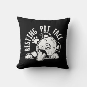Entspanntes Pit-Gesicht Lustiges Hund Pitbull Meme Kissen
