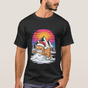 Entspanntes Weihnachtsferien-Katze mit Santa-Hut R T-Shirt