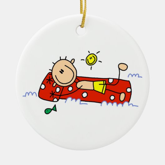 Entspannung auf Luftmatraze Keramik Ornament (Vorne)