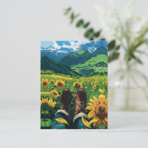 Entspannung im Sonnenblumenparadies Postkarte