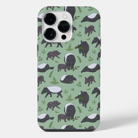 Entspannung mit Tapiren Wildlife-Muster in Grün iPhone Hülle (Rückseite)