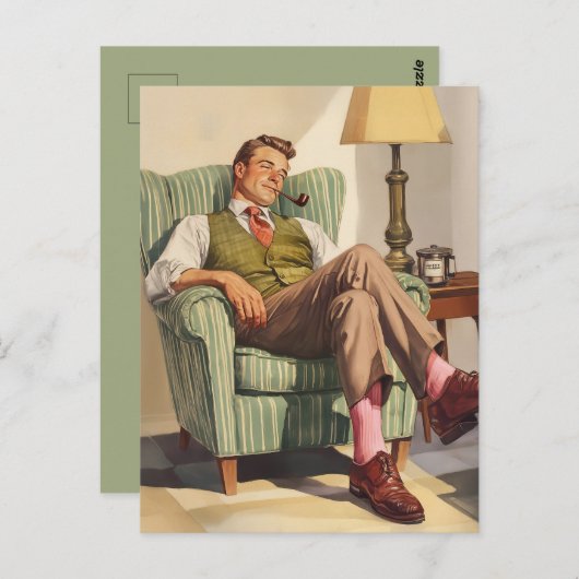 Entspannung Mitte des Jahrhunderts: Ein Gentleman' Postkarte (Vorne/Hinten)