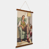 Entspannung Mitte des Jahrhunderts: Ein Gentleman' Wandteppich Mit Holzrahmen (Gewinkelt)