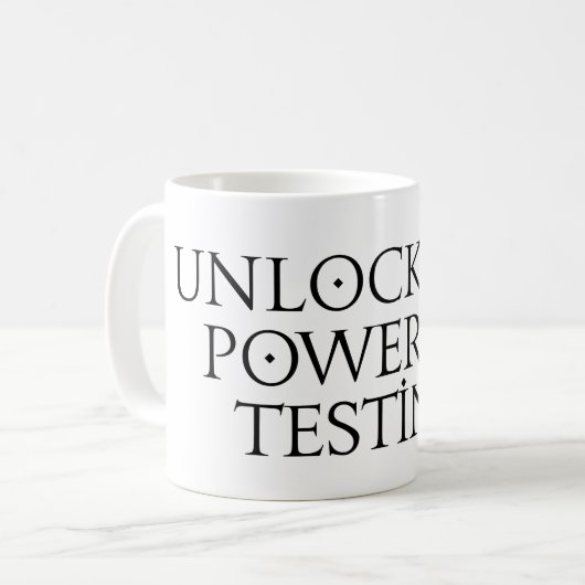 Entsperren Sie den Power der Prüfung Kaffeetasse (Vorderseite Links)