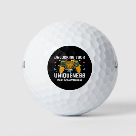 Entsperren Sie Ihren einzigartigen Autismus Gaming Golfball (Vorderseite)