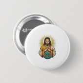 Enttäuschter Jesus Luftballon Gym Fail Button (Vorne & Hinten)