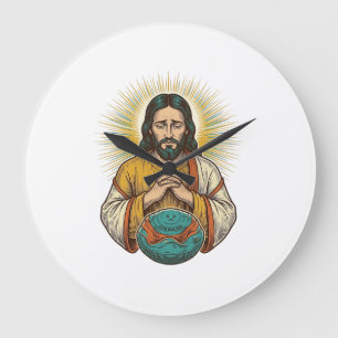 Enttäuschter Jesus Luftballon Gym Fail Große Wanduhr