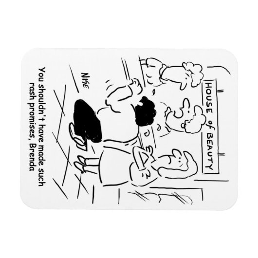 Enttäuschter Mann im Beauty Salon. Funny Magnet (Horizontal)