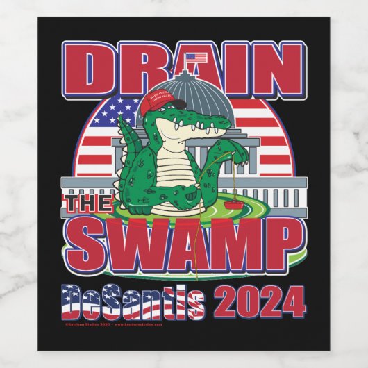 Entwässerung des Sumpfs DeSantis Weinetikett (Einzelnes Label)