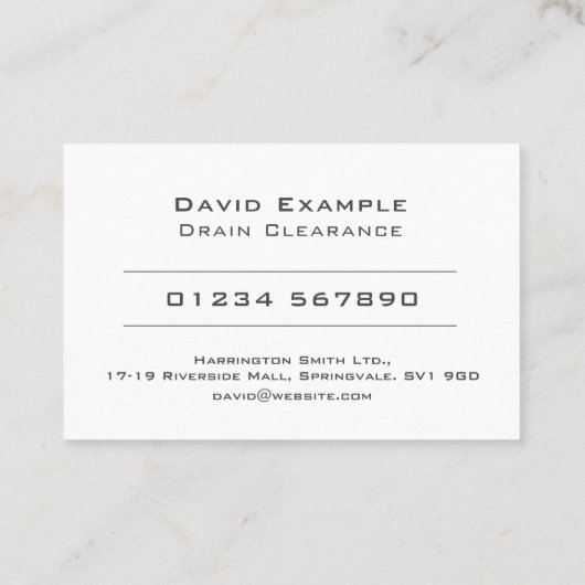 Entwässerungsfreigabe mit dem Foto des Inhabers Visitenkarte (Rückseite)