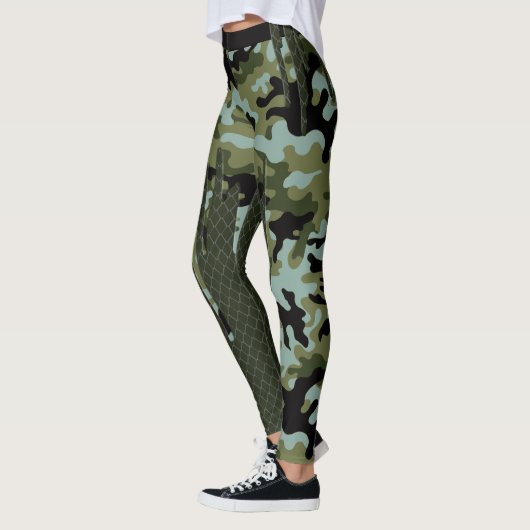 Entweichen-Waldcamo blaue See-Gitter-Diamanten Leggings (Links)